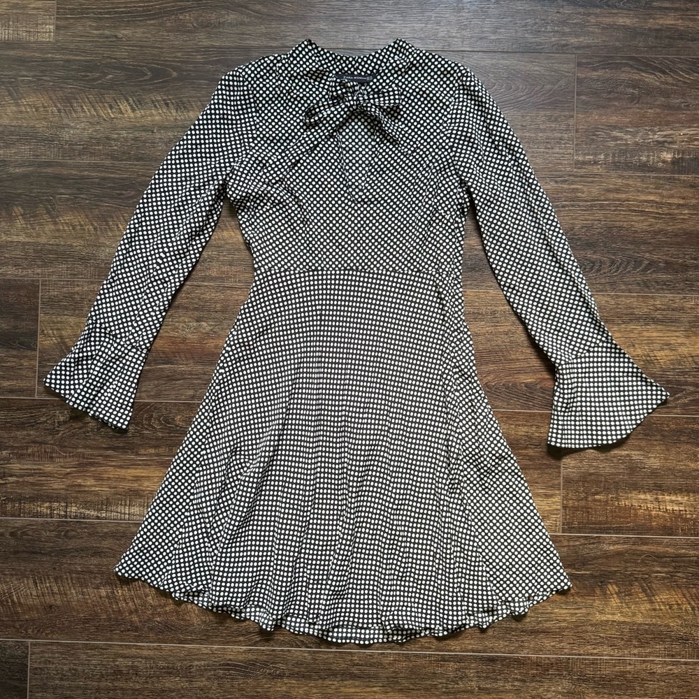 Zara Black and White Long Sleeve Polka Dot Dress